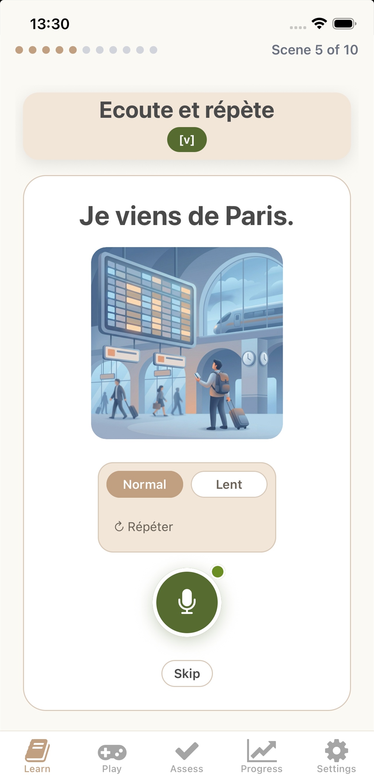 Flamingua app — speaking practice with microphone and pronunciation feedback