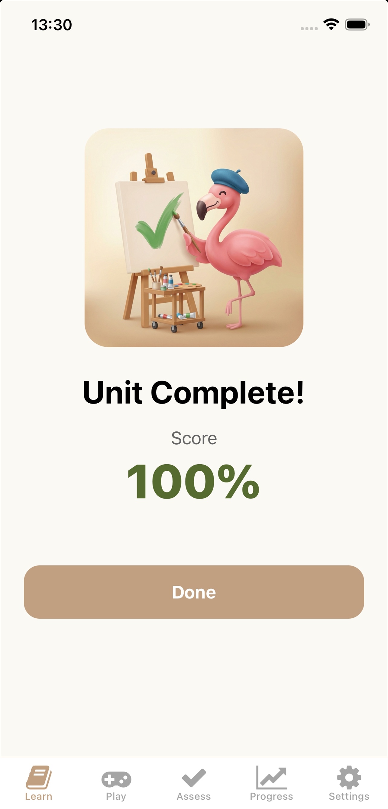 Flamingua app showing speaking practice
