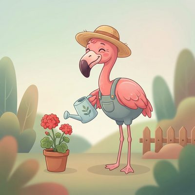 Flamingua mascot gardening — German separable verbs guide