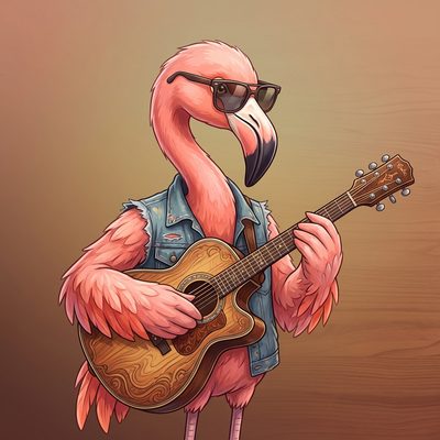 Flamingua mascot performing — Goethe A1 speaking practice