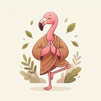 Flamingua mascot in zen pose — DELF A1 study plan